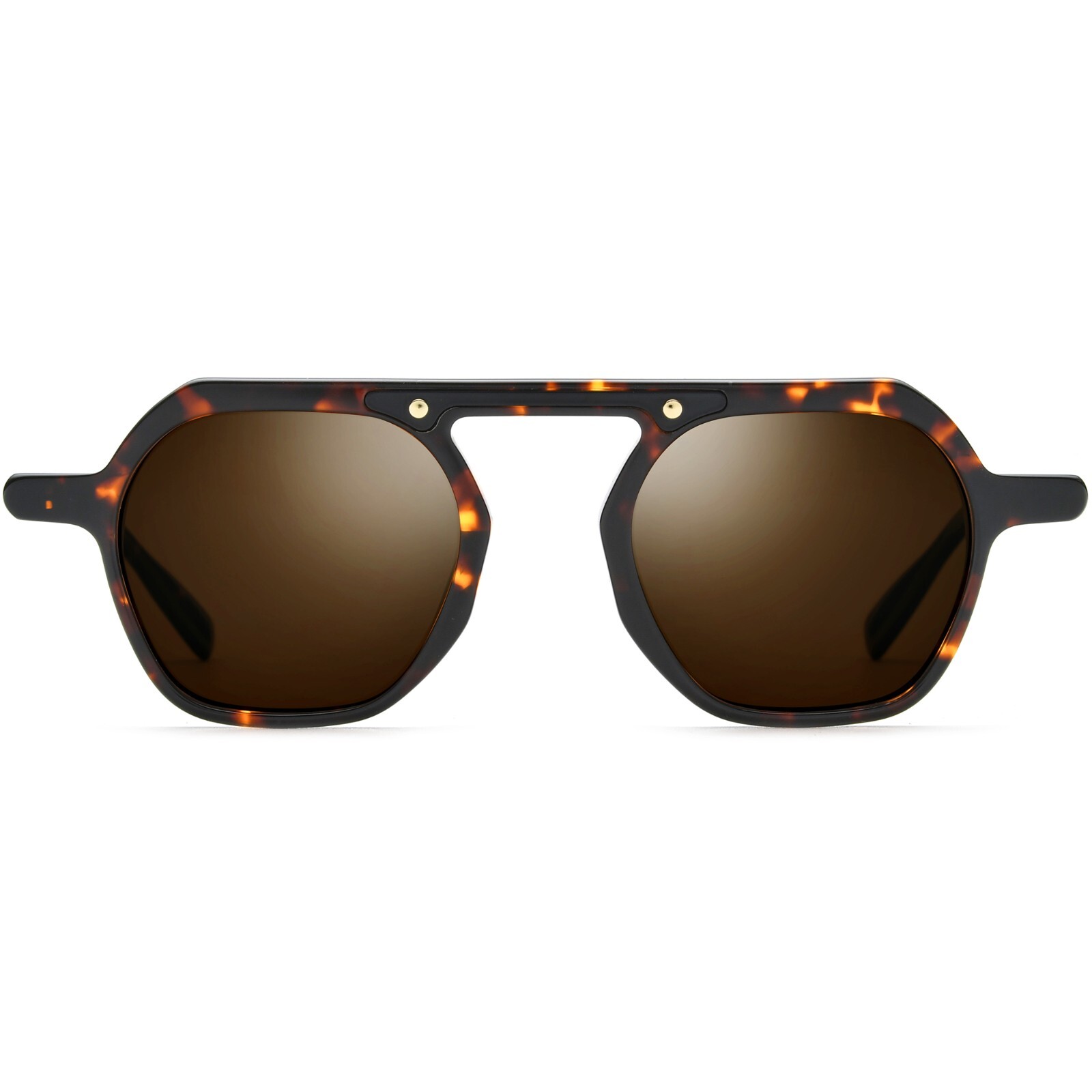 Geometric Sunglasses for Men Women Acetate Frame Metal Accents