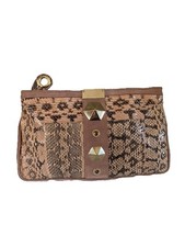 JIMMY CHOO Zulu Reptile Snakeskin Blush Pink Suede Clutch - Gently Used