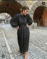 ZARA NWT BLACK LONG BUTTONED DRESS WITH METALLIC THREAD SIZE XS REF. 7563/345