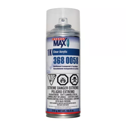 10.6 oz SprayMax 1K Acrylic High Gloss Base Clear Coat Aerosol 3680058 - Auto