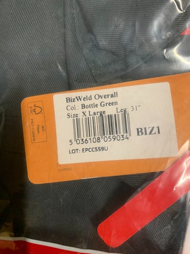Bizweld Overall Bottled Green size XL 31" leg pack of 2 - Picture 2 of 7
