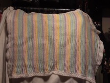 Pastel Hand Crocheted Baby Blanket Soft, Measures 36" X 44"