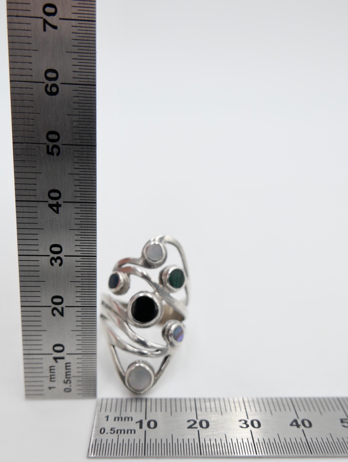 80s silver ring women statement ring size 60 silv… - image 4