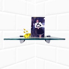 6" Triangle Robin Corner Glass Shelves - 2 Brackets Included with Each Shelf By