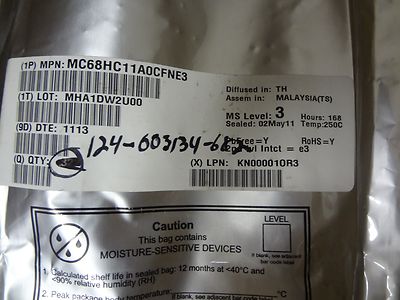 FREESCALE Part #MC68HC11A0CFNE3, 8-bit Microcontrollers-MCU 8B MCU 768RAM, 2 pcs