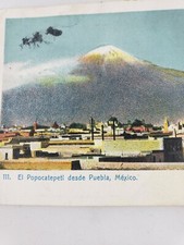 C 1906 El Popocatepetl Desde Puebla Mexico Tarjeta Postale Dos Correos Stamp 
