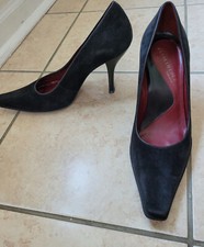 Black Suede Stiletto Heels Vintage Kenneth Cole Size 7.5