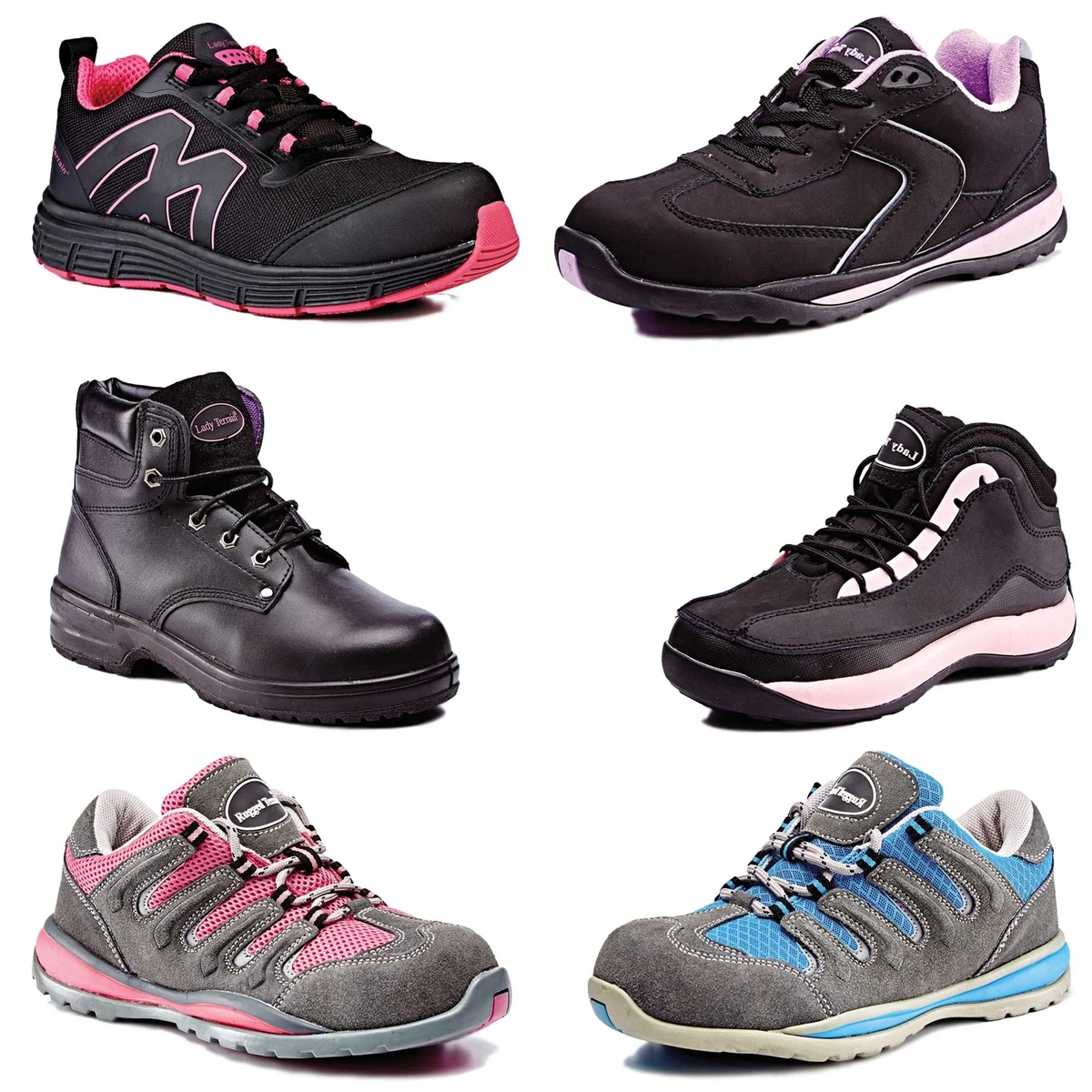 Steel toe top cap ladies trainers