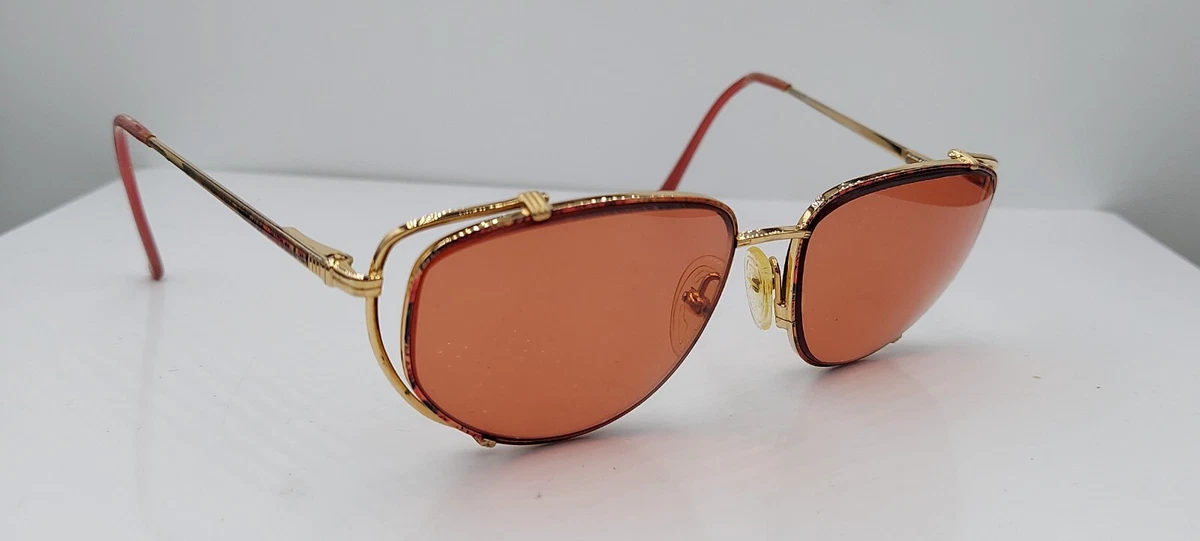 Vintage Tura Yellow Green Sunglasses Frames Only Horn Rimmed 49-23 Tura Vintage Mod 870 Gold Square Aviator Eyeglasses Frames  main image 4