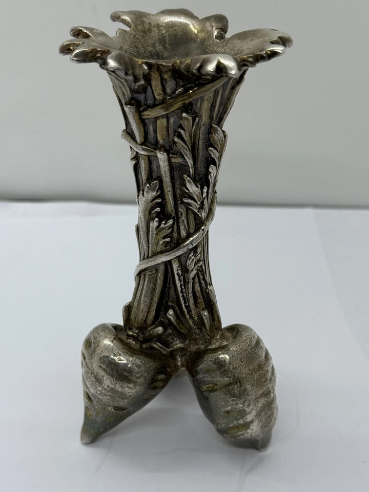 Jarrón vintage Christofle plateado bronce Trois Carottes Bud 4” decoración Francia  Foto 3 de 4