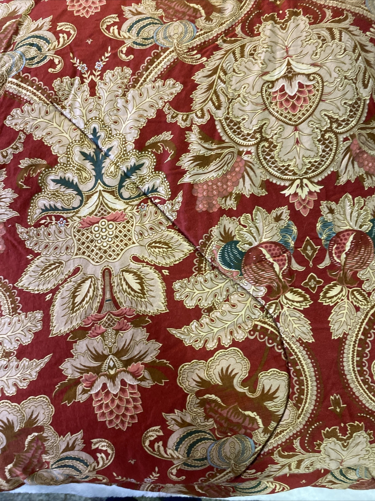Vtg Ralph Lauren Rosellini Jardiniere Paisley Red Sateen Braid KING