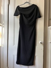 ASOS pleated shoulder pencil black asymmetrical off the shoulder dress size 8