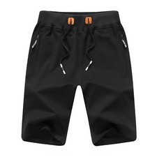 Mens Shorts Casual Sports Classic Fit Joggers Shorts with Elastic Waist Zippe...