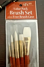 NEW Princeton Art & Brush Company Real Value Pack 5 Paint Brush Set w/Case