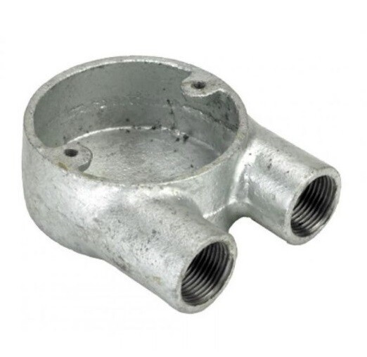 20mm Conduit 2 Way U Box Galvanised x 5 Quantity