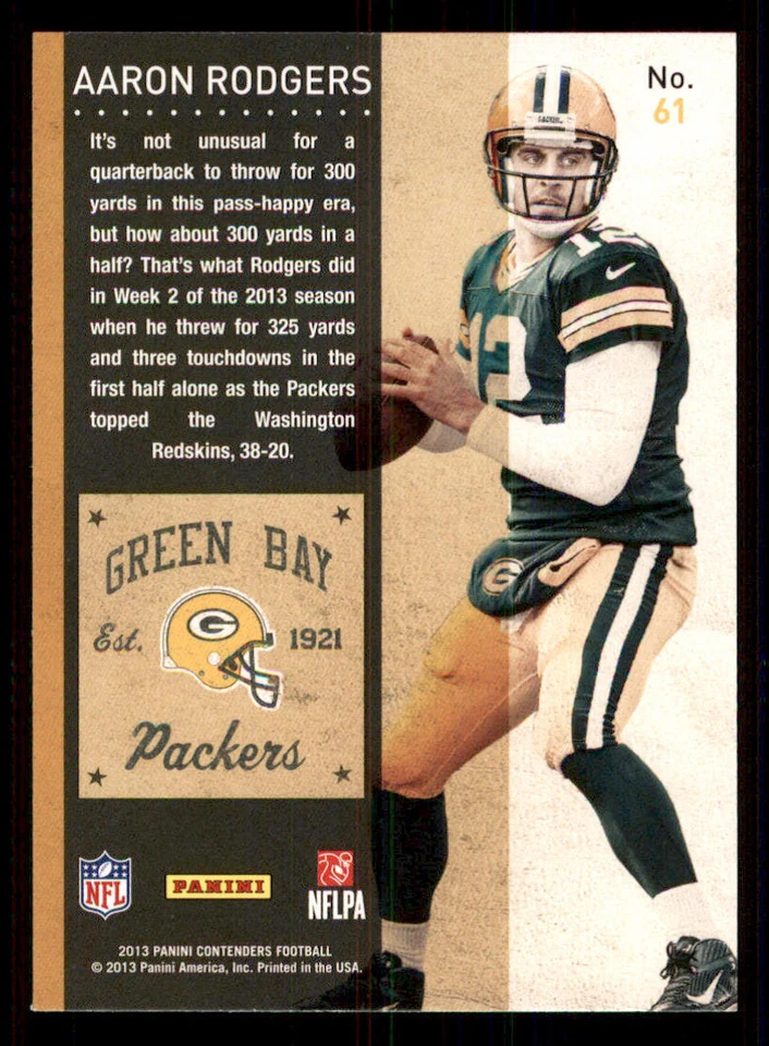 2013 Panini Contenders #61 Aaron Rodgers - Image 2 of 2