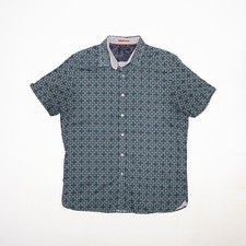 Ted Baker Men's Short Sleeve Retro Spot Print Shirt Size 5 US L Blue Green