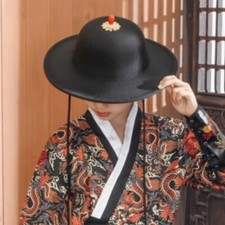 Men Hanfu hat ancient costume big round hat knight black Ming style hat