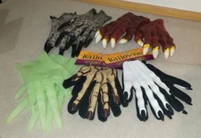 LOT OF 5 PAIR RUBBER/LATEX COSTUME HANDS ADULT SIZE SEE DESCRIPTION FOR DETAIL
