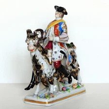 ANTIQUE Sitzendorf c. 1902-1954 Count Brühl's Tailor Riding Goat Figurine欧洲古董