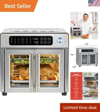 Extra Large French Door Air Fryer Toaster Oven Combo - 26QT, 24 Functions, SS