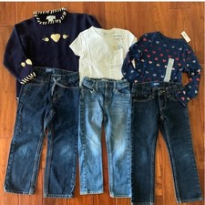 5T girl's bundle Jeans Emma  s Garden sweater Old Navy tee Carter's leggings NEW 
