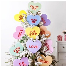 Valentine  s Day Candy Heart Ornaments 12 Pack Large Hanging Tree Home Decoration