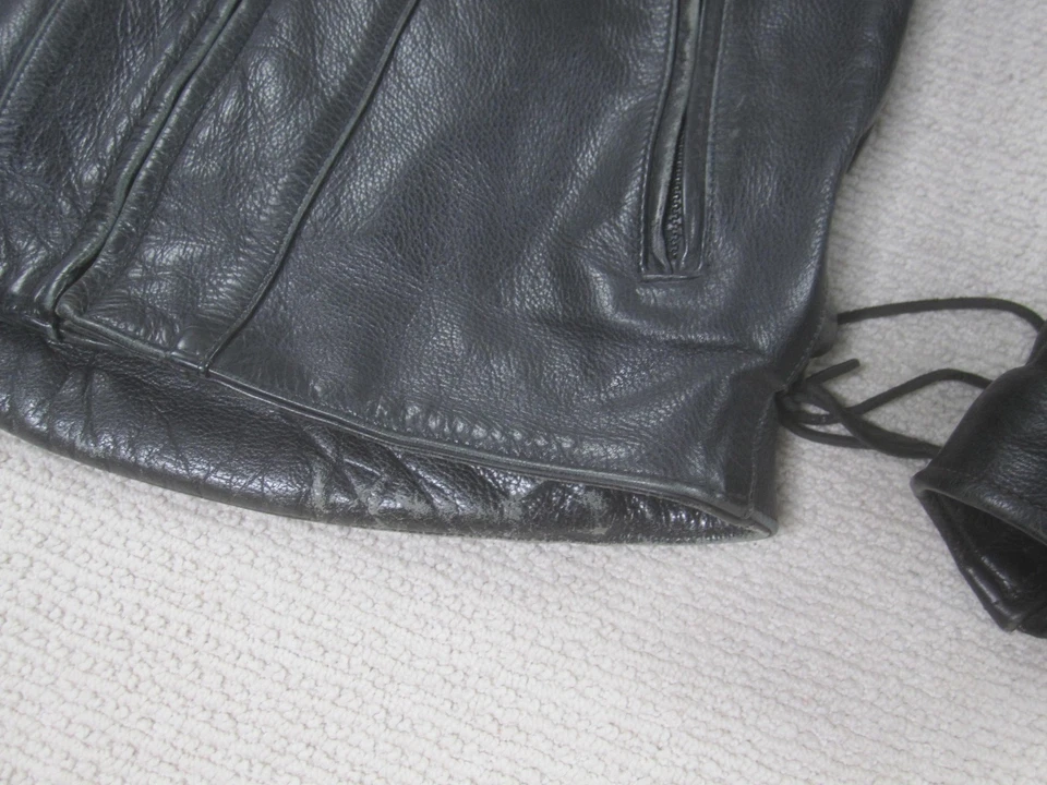 Chaqueta de cuero River Road para motocicleta para hombre 38 cordones laterales negros café corredor Foto 3 de 4