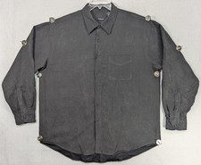 Van Heusen - Button Up Shirt - Men s - Black Long Sleeve Super Soft - Size XL