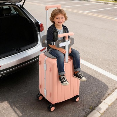20'' Suitcase W/ Pocket, Double Handle Ride On Carry Luggage W/ Wheels &TSA Lock
