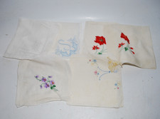 Vtg Lot of 6 Embroidered Hankies Handkerchiefs Floral Craft Cutter Linens