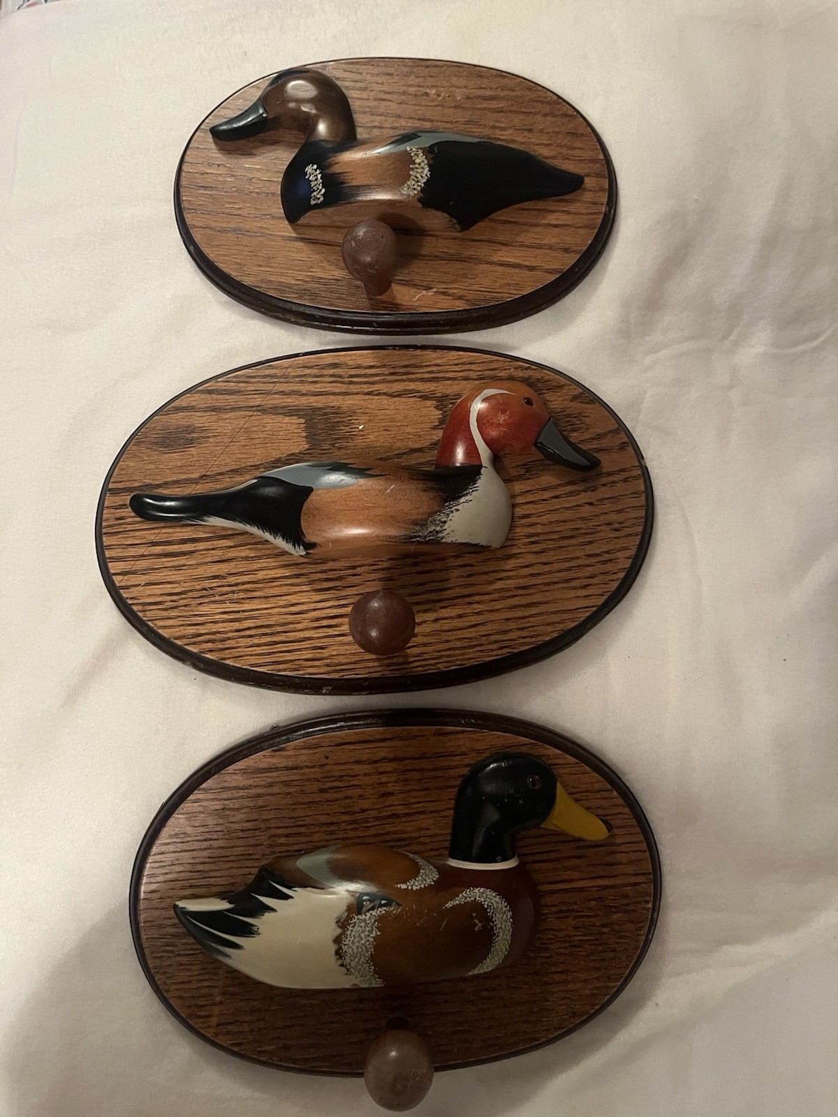 Vintage Wood Carved 3D Mallard Duck Coat Hook for Cabin or Lake House Decor