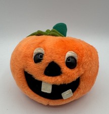 Vintage 1982 Dakin Pumpkin Plush Stuffed Animal Jack O Lantern Halloween Orange