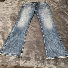 Silver Jeans Co Distressed Womens Suki Slim Boot Size 16/31 High Rise Jeans
