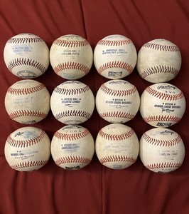 DOZEN (12) GAME USED RAWLINGS MINOR LEAGUE BASEBALLS ATLANTIC LEAGUE GOOD CON A3