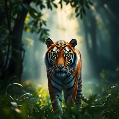 Digital Photo Image Tiger in Forest Nature Picture Wallpaper Desktop Background