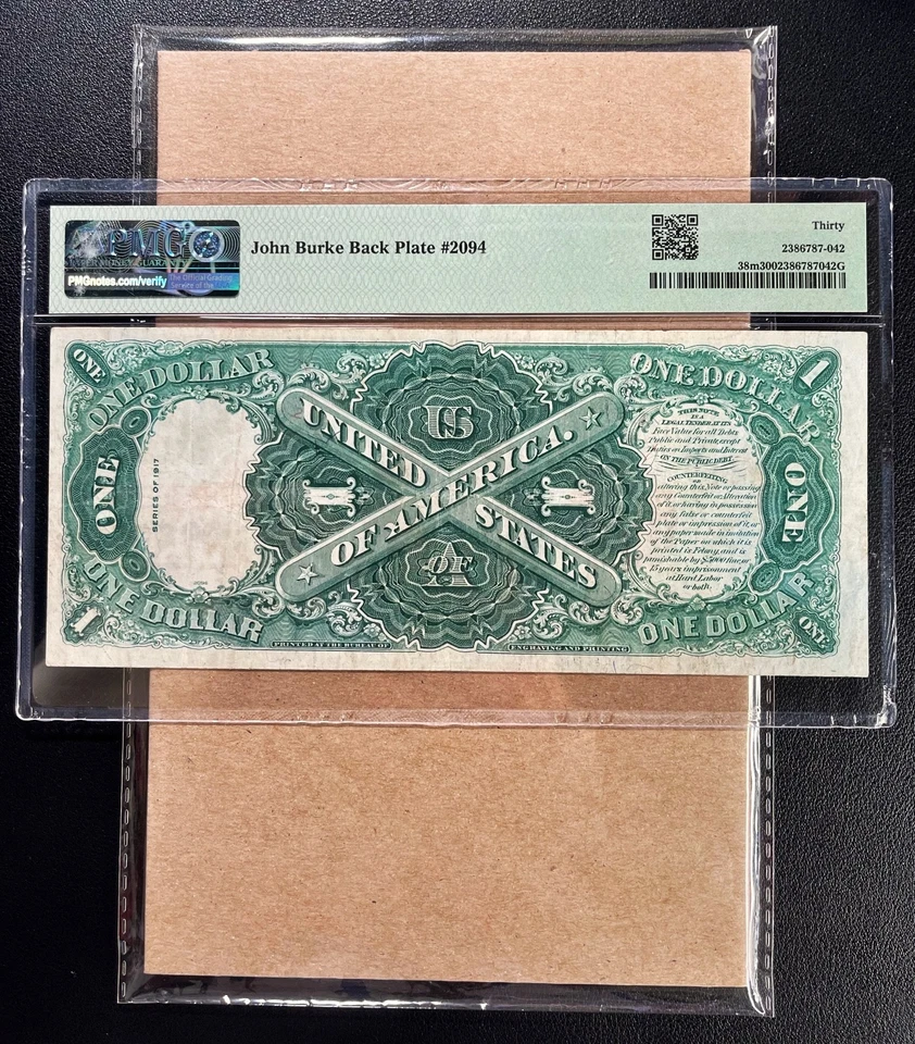 Fr. 38m 1917 $1 Legal Tender "SAW HORSE" *MULE* PMG 30 - VF - Image 2 of 2