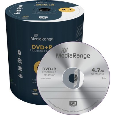 MEDIARANGE MR443 DVD+R 4,7 GB, DVD-Rohlinge 16fach, 100 Stück