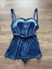 Vintage Rose Marie Reid One Piece Swimdress Women s Size 16 Blue Geometric