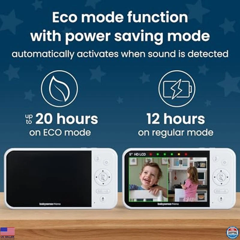 Monitor de bebé video HD de 5" con cámara, luz nocturna, máquina de sonido, sin WiFi Foto 4 de 4