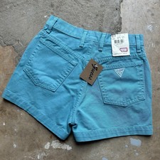 New Vintage 90s Guess USA Denim Shorts Washed Turquoise Size 27 fits size 25