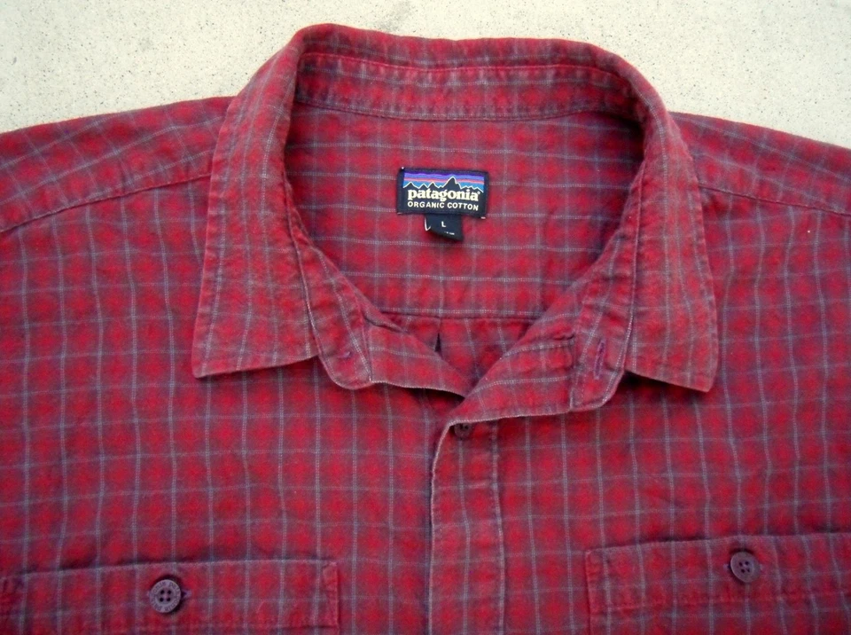 Camisa Patagonia Manga Larga Algodón Pima Para Hombre Talla Grande Roja A Cuadros Foto 3 de 4