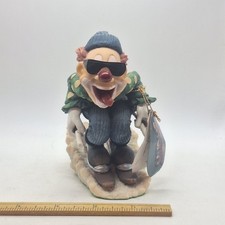 Slapstix Clown "Downhill Thrill" Resin Figurine by Clay Art Vintage 1997 Ski