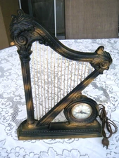 VINTAGE SESSIONS UNITED HARP INSTRUMENT CLOCK-DECORATIVE USE ANYWHERE-WORKS!