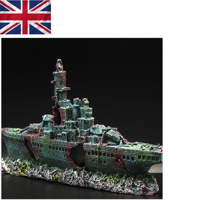 Kompaktes Harz Kriegsschiff Ornament - Perfekte Aquarium Dekor für Garnelen & Fische