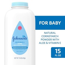 Johnson's Baby Powder, Naturally Derived Cornstarch with Aloe  Vitamin E, 15 Oz