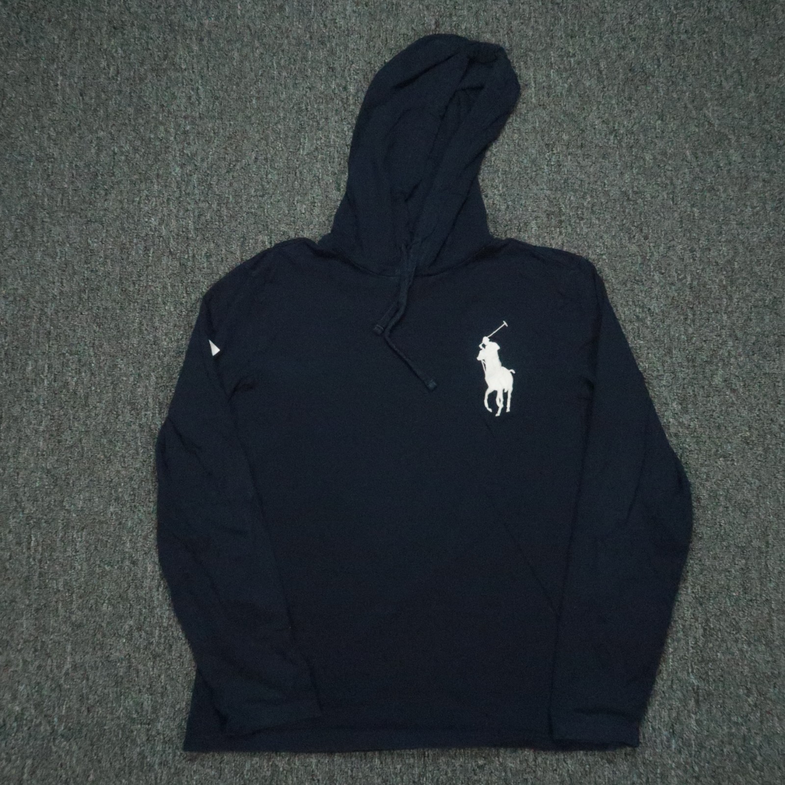 Polo Ralph Lauren felpa con cappuccio uomo piccola blu grande pony pullover manica lunga *