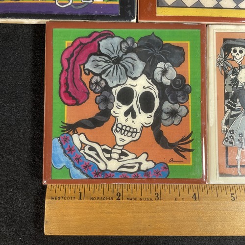 5 Tag der Toten Keramikfliesen Untersetzer 4,25" Quadratisch Dia de los Muertos - Bild 10 von 11