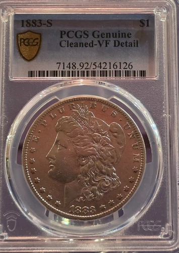 1883-S Morgan Silver Dollar $1 PCGS VF ~Gold Shield ~ Authentic-Detail