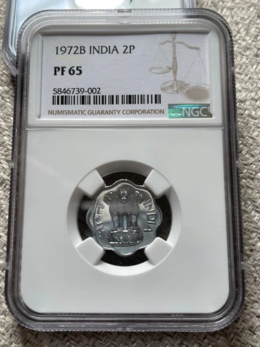 INDIA 2 Paise 1972 (1972B), Gem Proof, NGC PF 65, High Grade Nice Surfaces